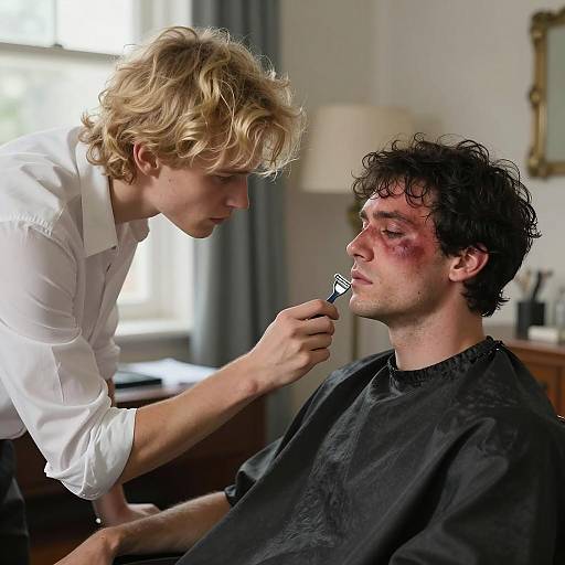 Intense Scene of Two Men in a Room