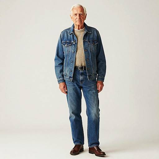 Classic Elderly Man in Denim Style