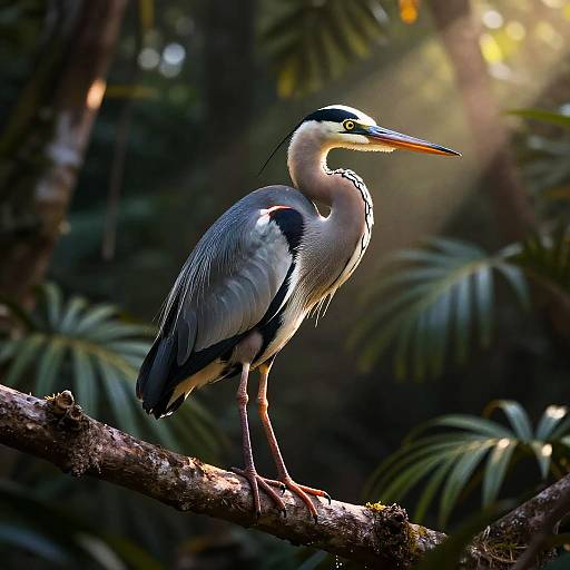 Iridescent Heron in Tropical Forest