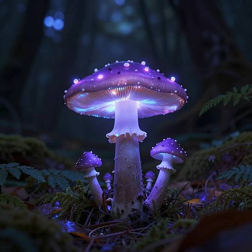 Glowing Purple Mushroom in Mystical Forest