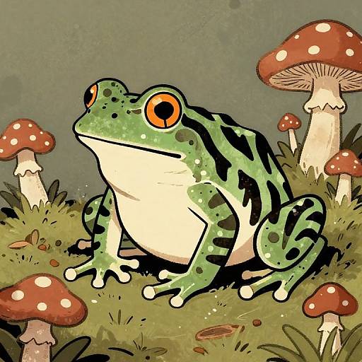 1970s Style Frog with Zebra Print