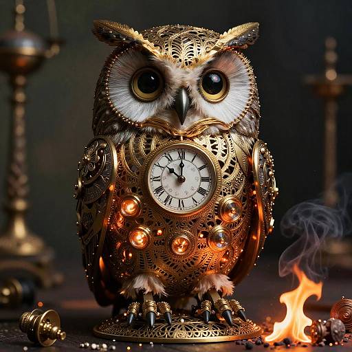 Victorian Surreal Clockwork Owl