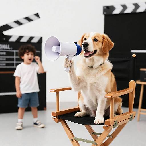 Playful Dog Director with Child Actor