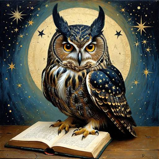 Surreal Witchy Owl with Ancient Spellbook Surreal Witchy Owl with Ancient Spellbook