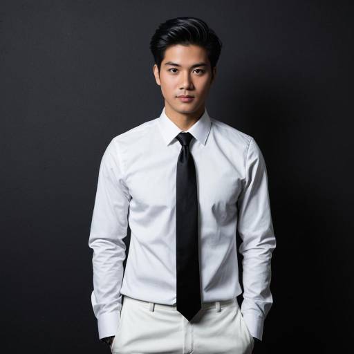 Elegant young man in white shirt and black tie