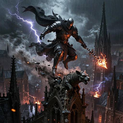 Armored Necromancer Vaulting Shattered Gothic Gargoyle