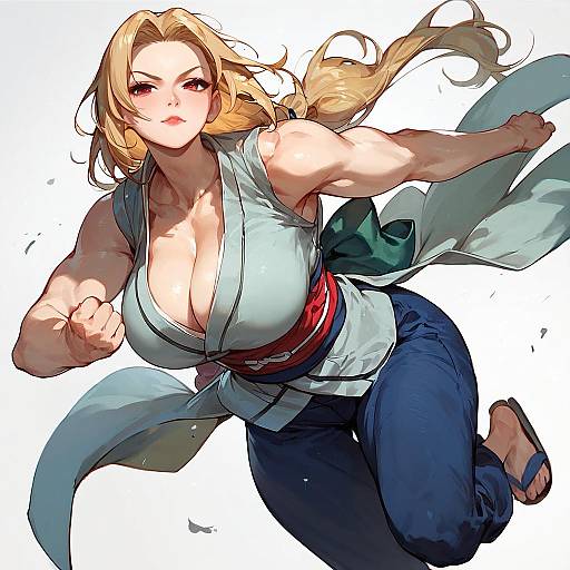 Muscular Tsunade in Fighting Stance