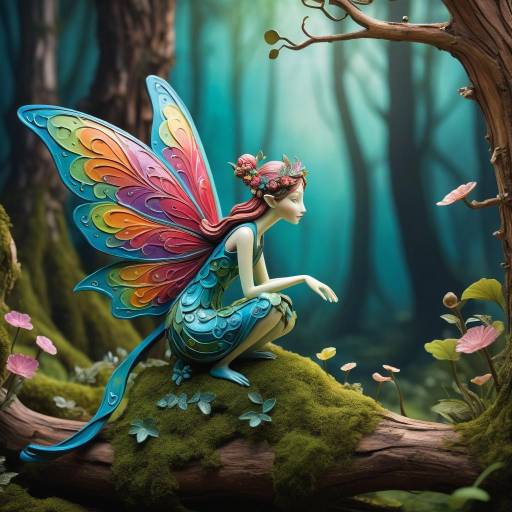 Whimsical Fairy Creature in Enchanted Landscape Whimsical Fairy Creature in Enchanted Landscape
