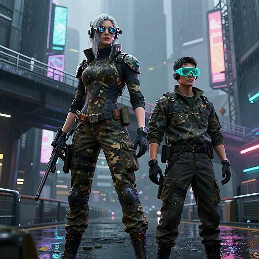 Cyberpunk Sniper and Courier Duo