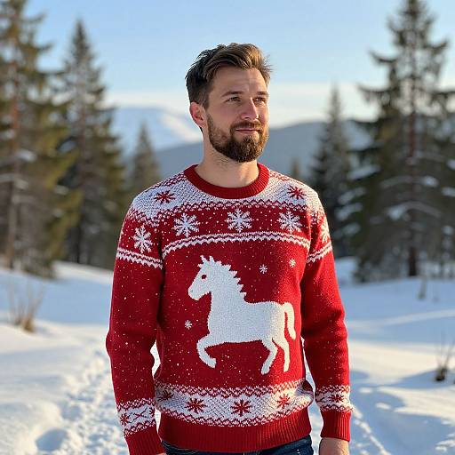 Man in Cozy Snowflake Sweater