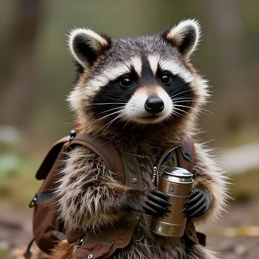 Charming Anthropomorphic Raccoon Explorer