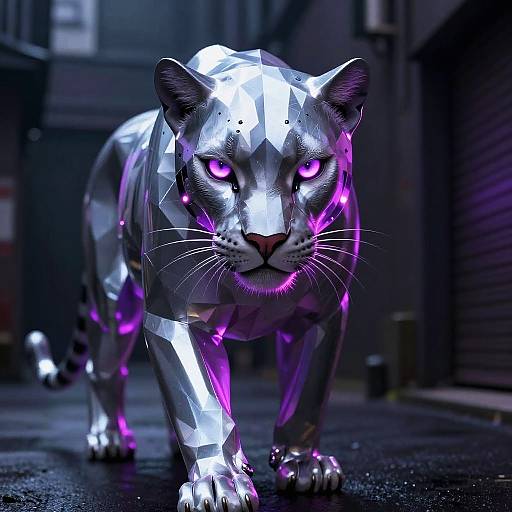 Futuristic Silver Panther Neon Glow