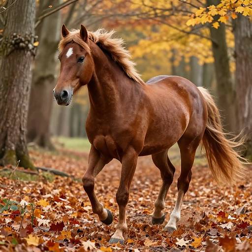 Hafling Horse Trotting in Autumn Forest