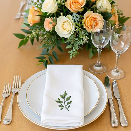 Elegant White and Gold Table Setting