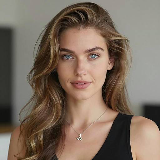 Portrait of Woman with Blonde Highlighted Brown Hair