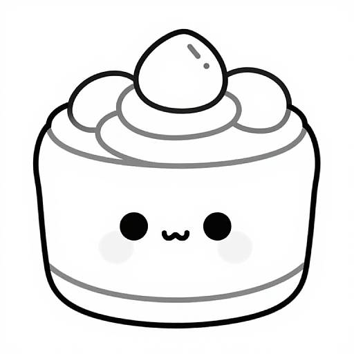 Kawaii Cake Coloring Page