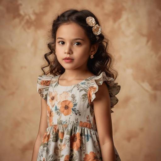 Young Girl in Floral Sundress with Ruffled Sleeves