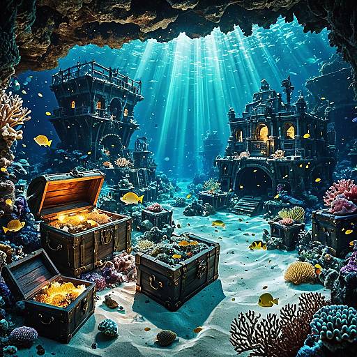 Sunken Pirate City with Treasure Chests