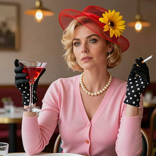 Chic Woman with Martini and Cigarette