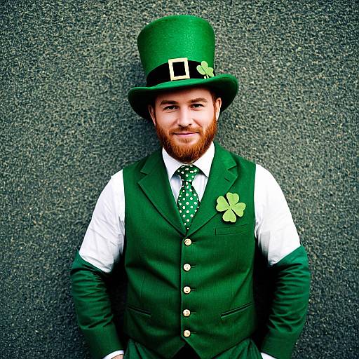 Man in Leprechaun Costume with Shamrock