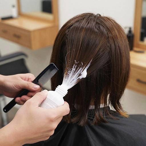 Close-Up Hair Gel Application