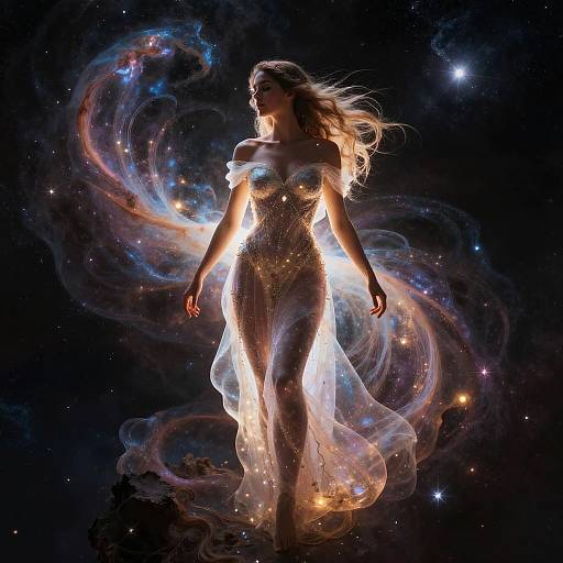 Celestial Goddess in Cosmic Nebula