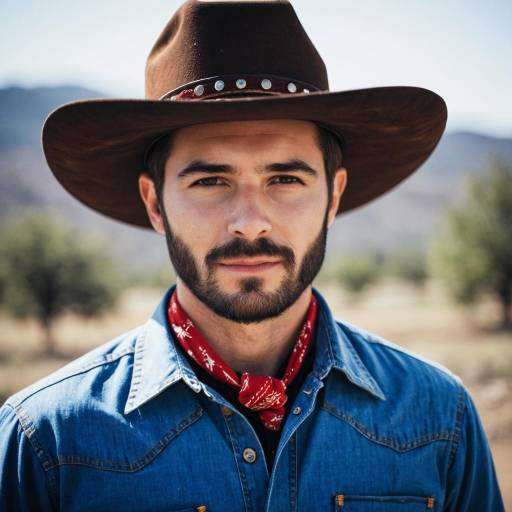 Young Man Wearing Cowboy Outfit Outdoors