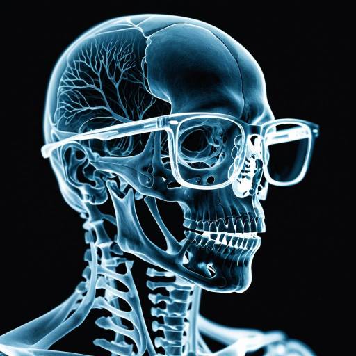 X-Ray Artwork of Human Skull with Glasses