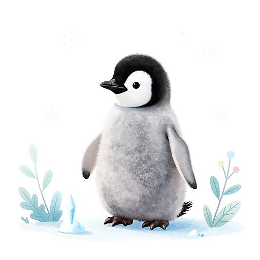 Curious Penguin Chick Digital Art