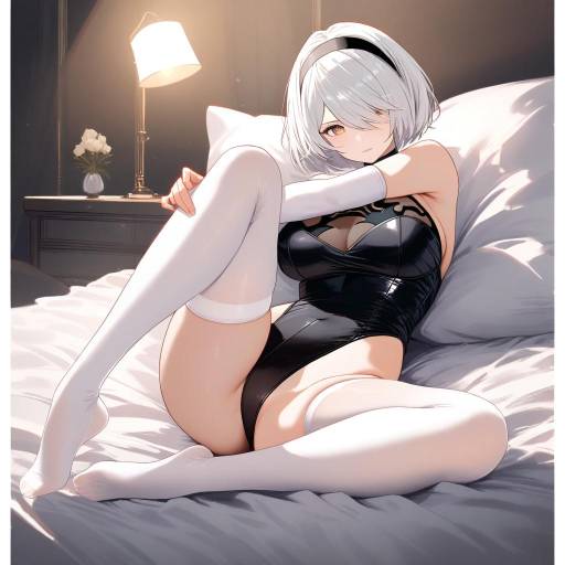 Elegant Sensual Pose of 2B in Bedroom