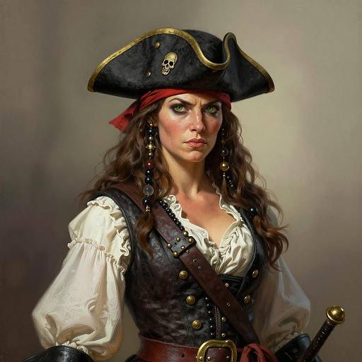 Realistic Female Pirate Costume Illustration