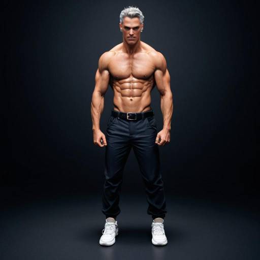 Muscular Male with Silver Hair Portrait Muscular Male with Silver Hair Portrait