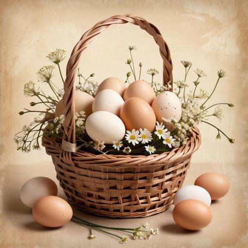 Vintage Wicker Basket Still Life Illustration