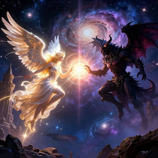 Celestial Battle Between Angels and Demons