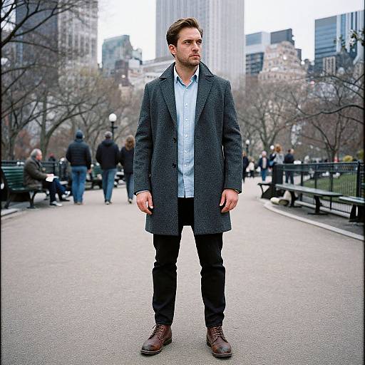 Urban Elegance: Man in Wool Coat