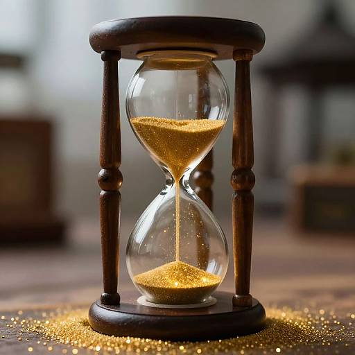 Glowing Golden Sand in Hourglass
