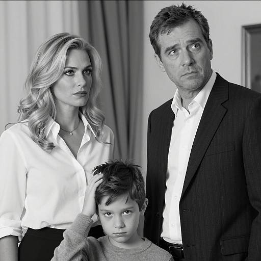 Intense Family Portrait in Black and White