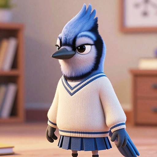 Pixar Style Shy Blue Jay Teen