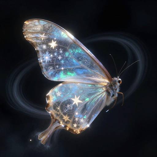 Iridescent Opal Indigo Lunar Moth Sigil