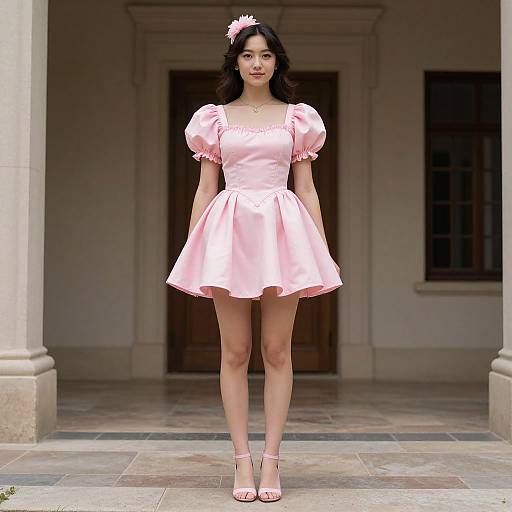 Woman in Pink Mini Gown