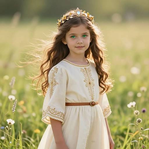 Young Girl in Sunlit Meadow
