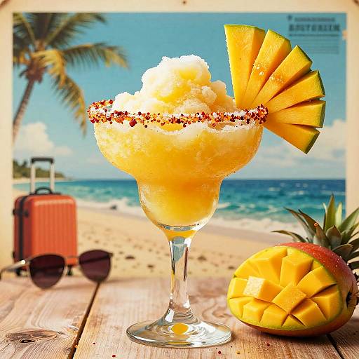 Frozen Mango Margarita Vintage Travel Poster