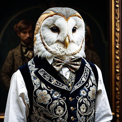 Anthropomorphic Barn Owl in Victorian Waistcoat