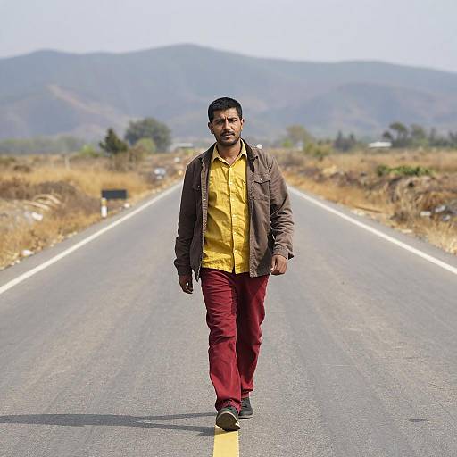 Man Walking Down a Deserted Road