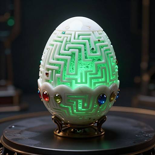 Intricate Faberge Egg with Glowing Labyrinth