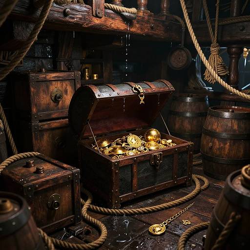 Dimly Lit Pirate Ship Hold