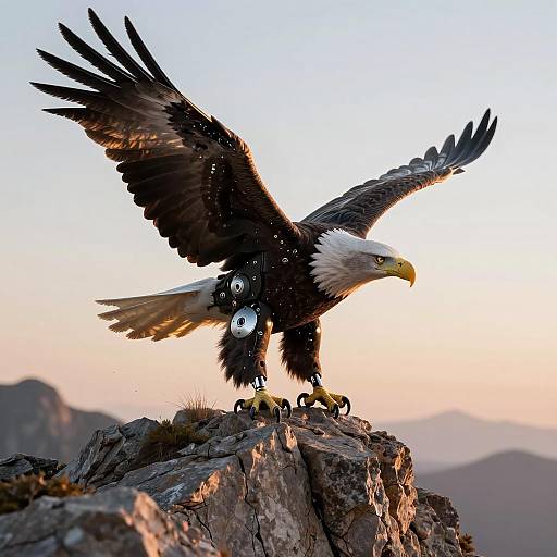 Bionic Bald Eagle on Mountain Peak