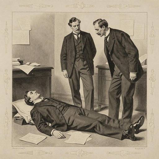 Sepia Vintage Crime Scene with Witnesses