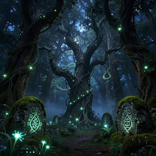 Enchanted Saduraska Forest at Night