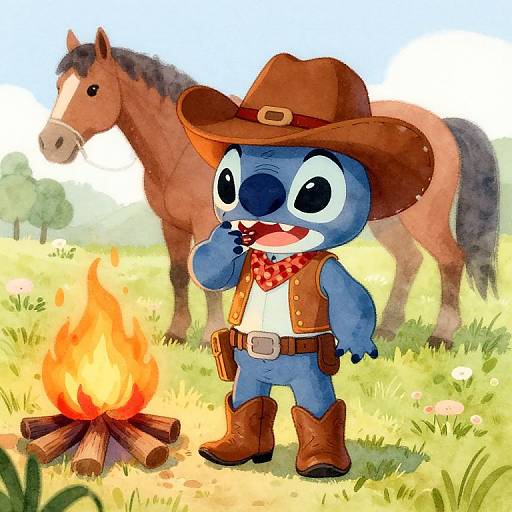 Cowboy Boy by Campfire Illustration